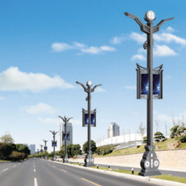Smart street lights and multi-function poles Intelligent street lamp integrates WIFI base station, camera, infrared sensor, radar, electronic display screen, charging pile, environmental monitoring se